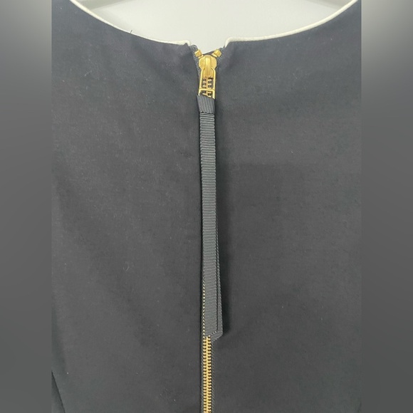 Boden, size 10, women’s black midi fitted lined pencil dress with white piping - Picture 6 of 10